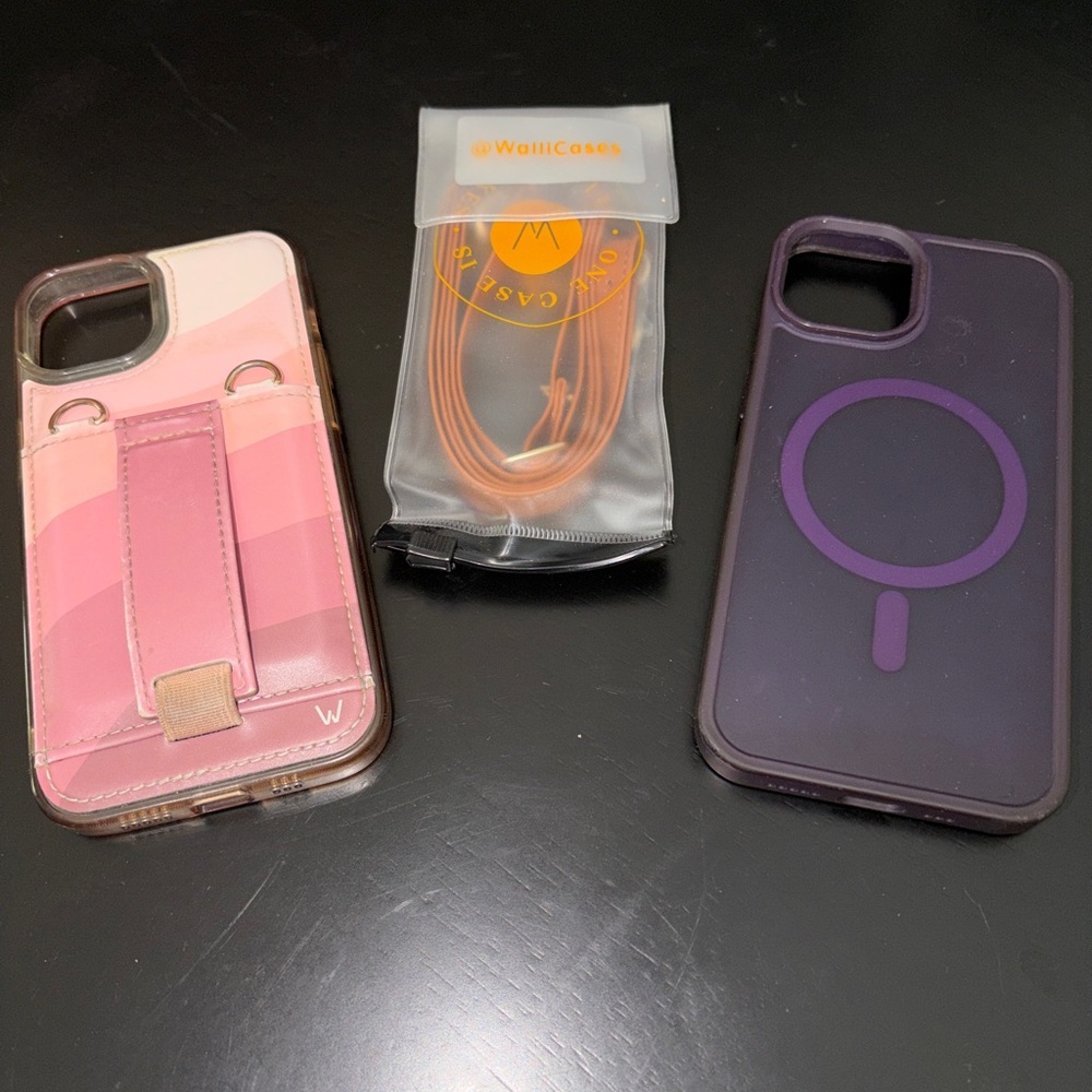 Walli Case Pink Gradient Cardholder w/ Strap + Purple MagSafe (iPhone 13 Cases)